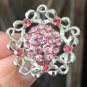 Elegant Pink Gemstone Silver Sweater Brooch Lapel Pin 4 NWT